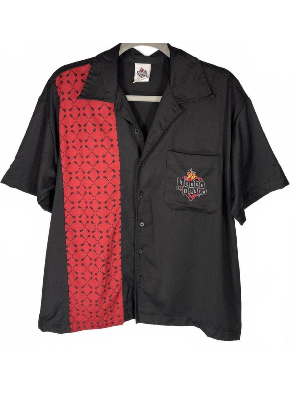 House of Blues Vintage Bowling Shirt- Retro Rocker Goth Punk Aesthetic Medium